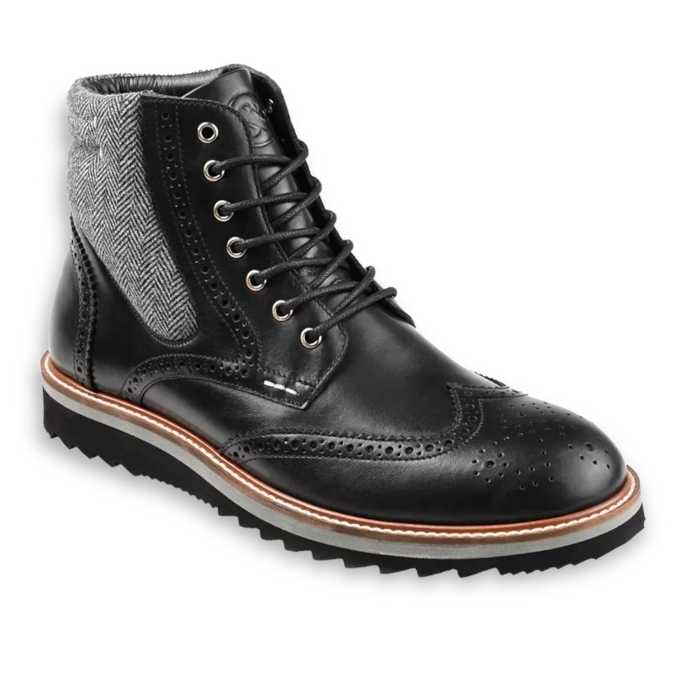 THOMAS & VINE Rockland Wingtip Ankle Boot in Black Leather Size 11.5 NEW